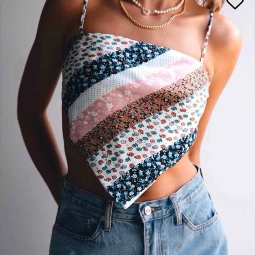 Princess Polly Multicolor Floral Crop Top Size 4 Boho Style